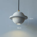 Modern gray & white cement planet pendant light bedroom decor