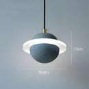 Modern gray & white cement planet pendant light bedroom decor