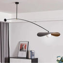 Modern gray & wood adjustable led pendant chandelier dining room
