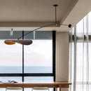 Modern gray & wood adjustable led pendant chandelier dining room