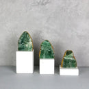 Modern green agate crystal stone bookends living room decor