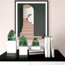 Modern green agate crystal stone bookends living room decor