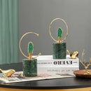 Modern green and gold agate crafts marble base art for living room