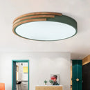 DecorBites™ Nordic Style Round Flush Mount Ceiling Light - Wood & Acrylic Fixture in Grey/White/Green, 16" Width