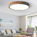 Modern green and wood round flush mount ceiling light bedroom