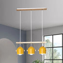 Modern green dome island light with wood accents for kitchen dining