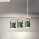 Modern green dome island light with wood accents for kitchen dining