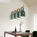Modern green dome island light with wood accents for kitchen dining