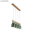 Modern green dome island light with wood accents for kitchen dining