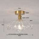 Green Glass Ceiling Light With Copper Accents