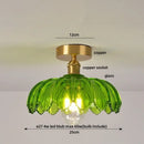 Green Glass Ceiling Light With Copper Accents