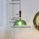 Modern green glass walnut wood pendant light dining room