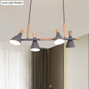 DecorBites™ Nordic Metal and Wood Hanging Lamp with 4-Light Tilt Shade in Green/Grey/White