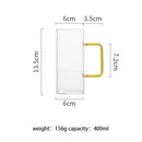 Modern green handle square glass mug kitchen drinking cup