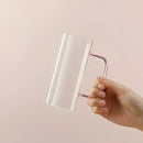 Modern green handle square glass mug kitchen drinking cup