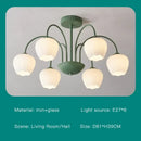 Modern green & white chandelier 8 glass globes living room light