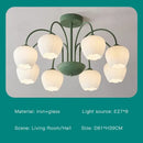 Modern green & white chandelier 8 glass globes living room light