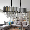 Modern grey crystal pendant chandelier for kitchen island