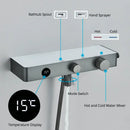 Modern grey digital shower faucet set with shelf for bathroom