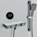 Modern grey digital shower faucet set with shelf for bathroom