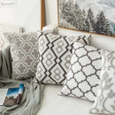 Modern grey geometric embroidered cushion cover living room set