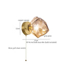 Modern grey glass led wall lamp bedroom gold crystal sconce