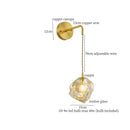 Modern grey glass led wall lamp bedroom gold crystal sconce