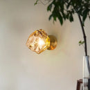 Modern grey glass led wall lamp bedroom gold crystal sconce