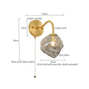 Modern grey glass led wall lamp bedroom gold crystal sconce
