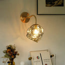 Modern grey glass led wall lamp bedroom gold crystal sconce