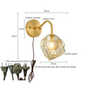 Modern grey glass led wall lamp bedroom gold crystal sconce