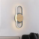 Modern grey & light wood led wall sconce bedroom ring light