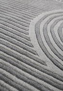 Modern Grey Lines Hand Tufted 5x7 Wool Area Rug