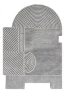Modern Grey Lines Hand Tufted 5x7 Wool Area Rug