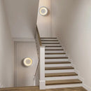 Modern gypsum white led full moon wall lamp for bedroom decor