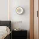 Modern gypsum white led full moon wall lamp for bedroom decor