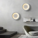 Modern gypsum white led full moon wall lamp for bedroom decor