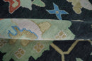 Modern Hand Knotted Black and Multicolor 4x15 Traditional Oushak Wool Rug