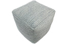 Modern Ivory and Gray Handwoven Viscose Pouf