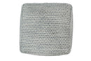 Modern Ivory and Gray Handwoven Viscose Pouf