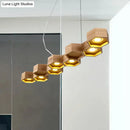 Modern hexagonal wood and gold ceiling light fixture for living room