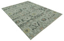 Modern Ikat Design Silver And Blue Hand Knotted Custom Made wool rug