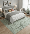 Modern Ikat Design Silver And Blue Hand Knotted Custom Made wool rug