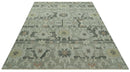 Modern Ikat Design Silver And Blue Hand Knotted Custom Made wool rug