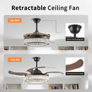 Modern Indoor Ceiling Fan with Retractable LED Light, Remote, and 4 Blades