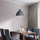 Modern industrial gray & black pendant light – living room geometric