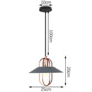 Modern industrial gray & black pendant light – living room geometric