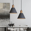 Modern industrial gray & black pendant light – living room geometric