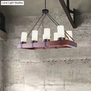 DecorBites™ Industrial Multi-Light Pendant with Opal Glass & Black Cylinder Design, Includes Wooden Rectangle, Ideal for Islands