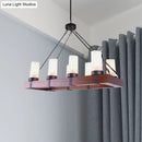 DecorBites™ Industrial Multi-Light Pendant with Opal Glass & Black Cylinder Design, Includes Wooden Rectangle, Ideal for Islands